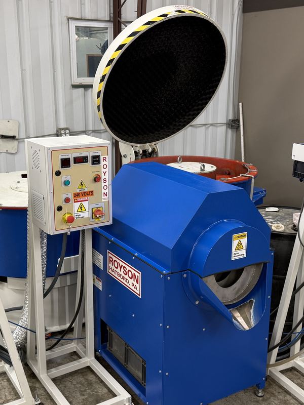 Royson 5CTVIS Vibratory Finishing Machine, 5CDT-IS Heated Cob Dryer and TBD-100 Tumbler (view 2 of 2)